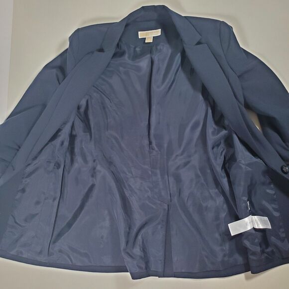 Michael Kors Women’s Blazer Size 4 Navy Blue Ruched 3/4 Sleeve Lined Classic - Picture 7 of 13